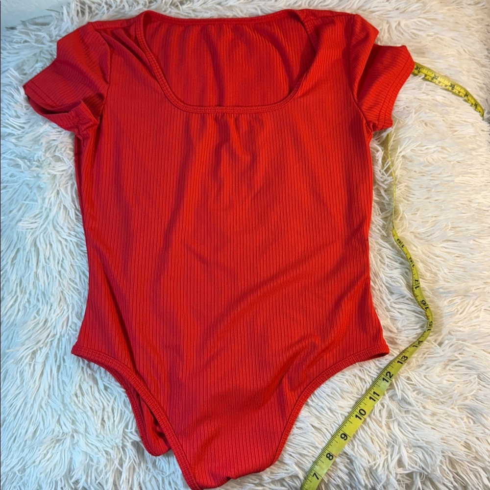 Red Ribbed Women's‎ bodysuit - Picture 2 of 3